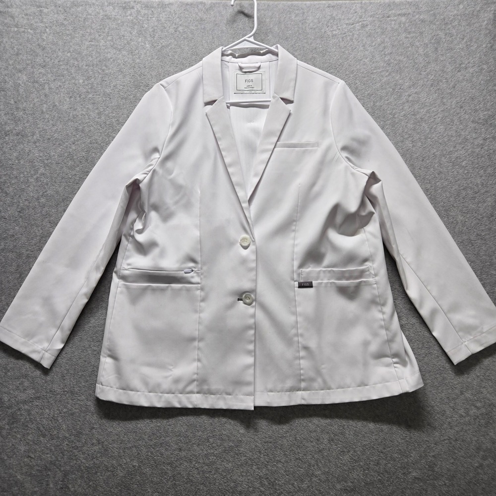 FIGS White Lab Coat Professional Bellevue Blazer Medical Scrub Jacket Mens M